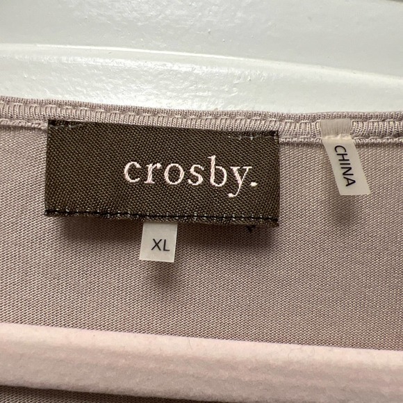 Crosby Women's Crewneck‎ Floral Short Cap Sleeve Sequin Shirt Size XL Pink Beige - Picture 2 of 3